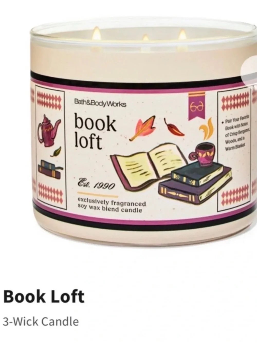 Bath & Body Works Book Loft 3-Wick Candle w Decorative Metal Lid | NIB